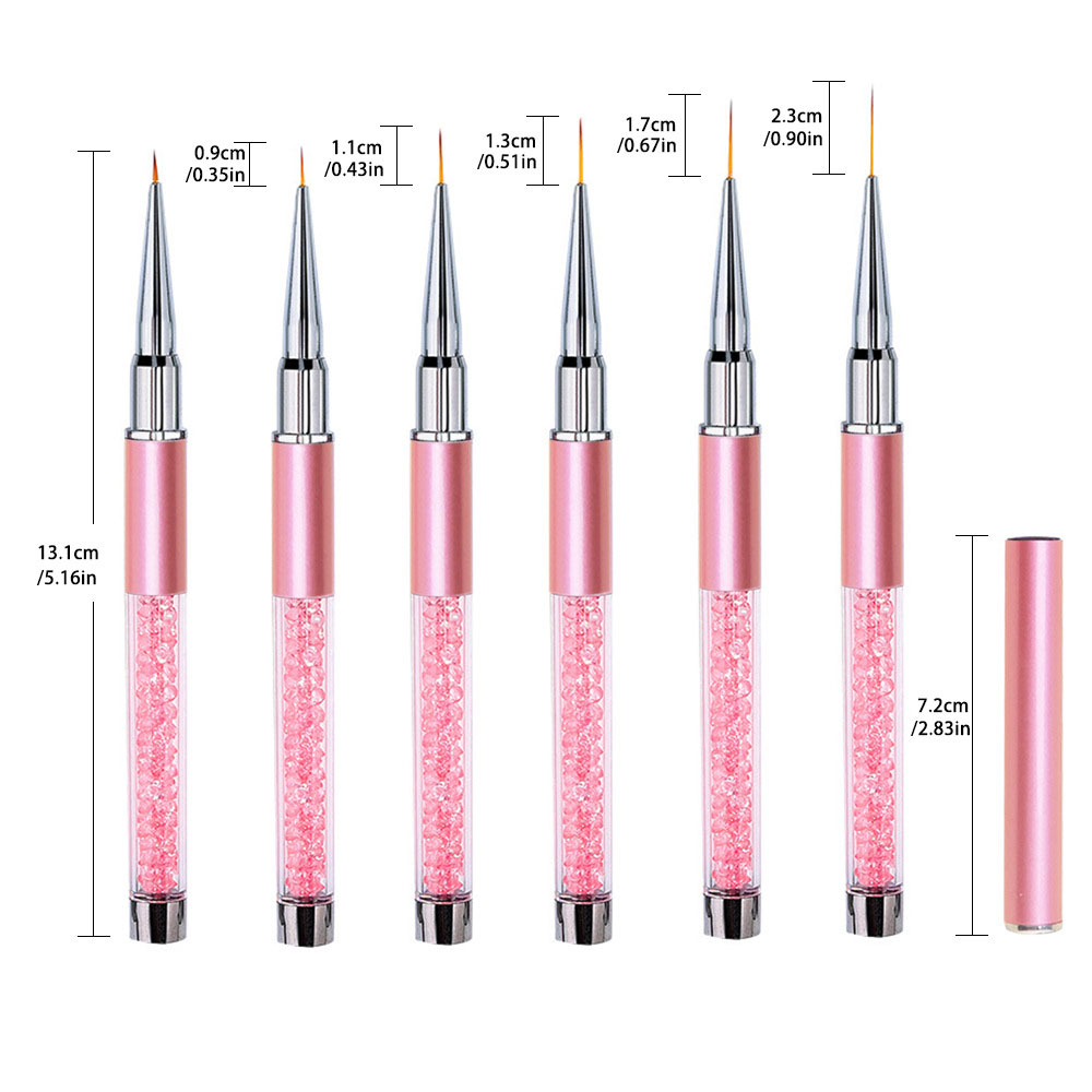 Nail Art Kaki - Juego de 6 Pinceles de Acrílico