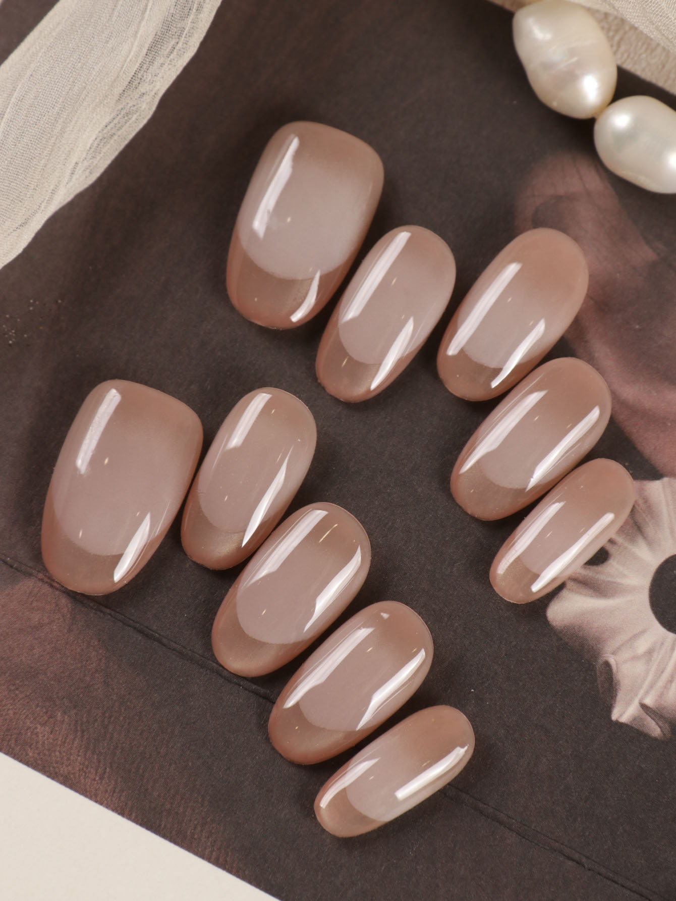 Nail Art French Nails - 10 Uñas Postizas Cortas con Diseño