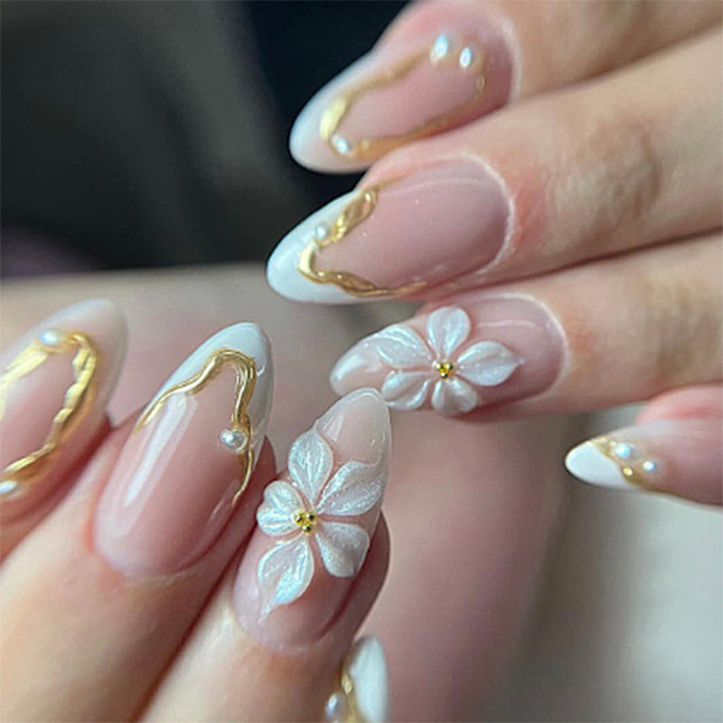 Nail Art Full Design - 24 Uñas Postizas Largas Almendradas con