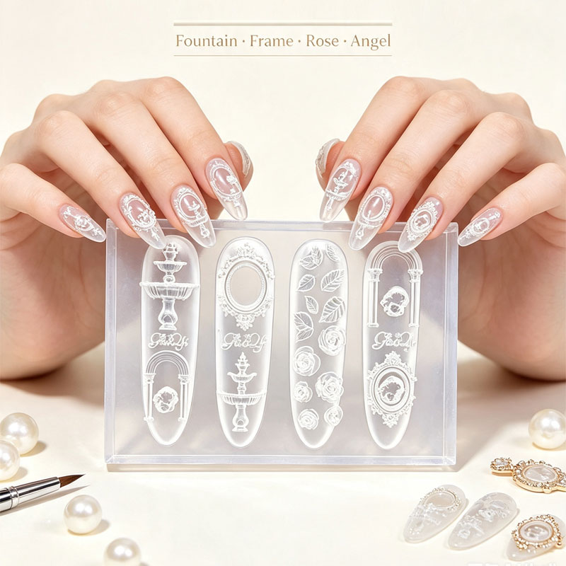 Nail Art Vintage - Molde de silicona 3D vintage en