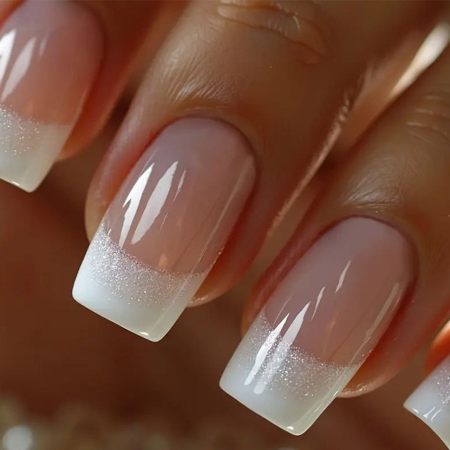 Nail Art French Nails - 24 piezas/set de uñas postizas cuadradas