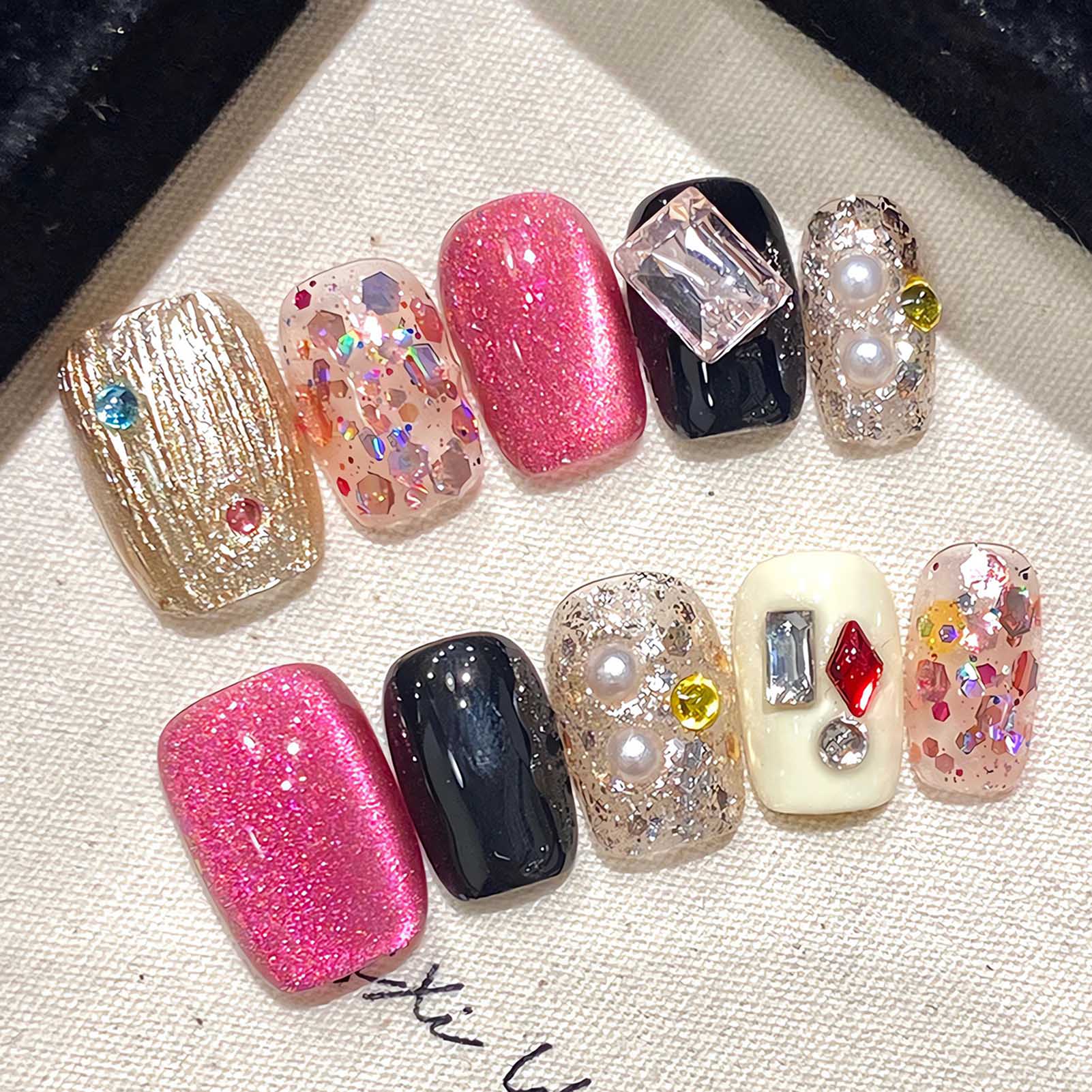 Nail Art Cat Eye - Uñas postizas hechas a mano, Uñas