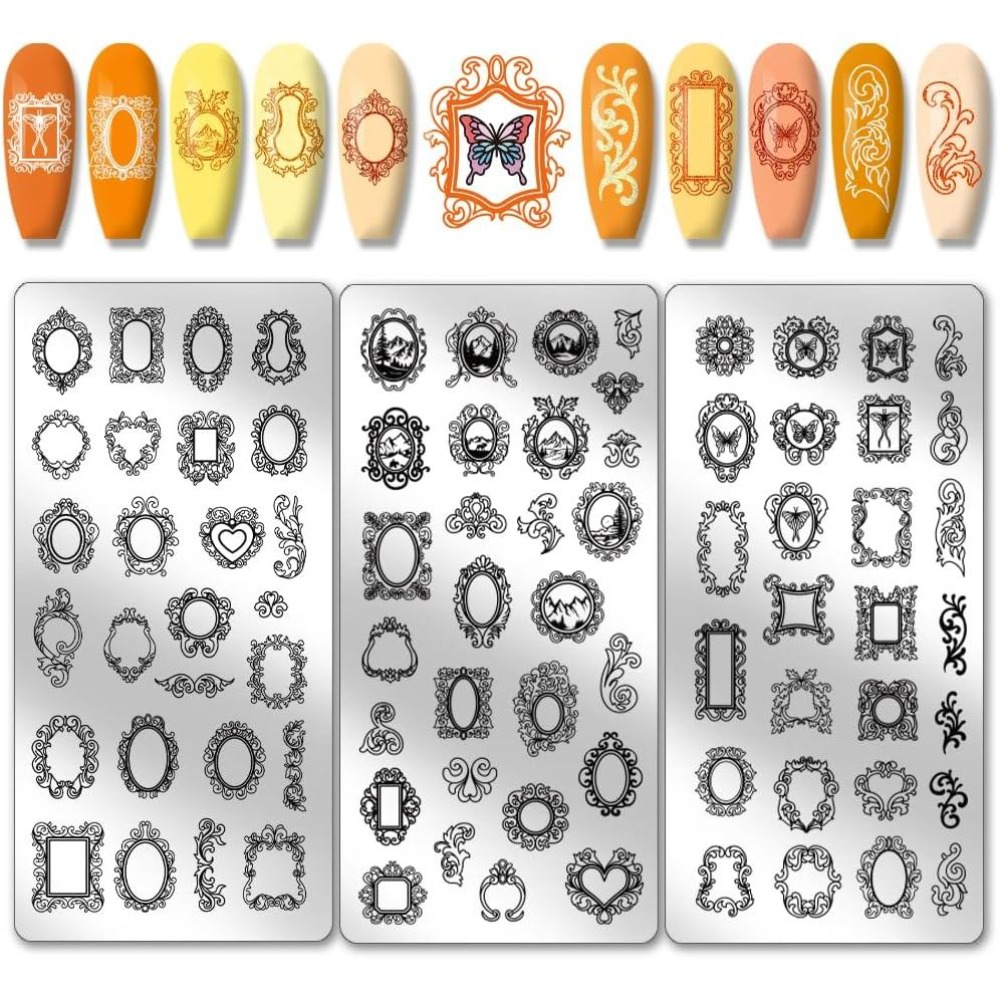 Nail Art Vintage - 3 Placas de Estampado de Uñas