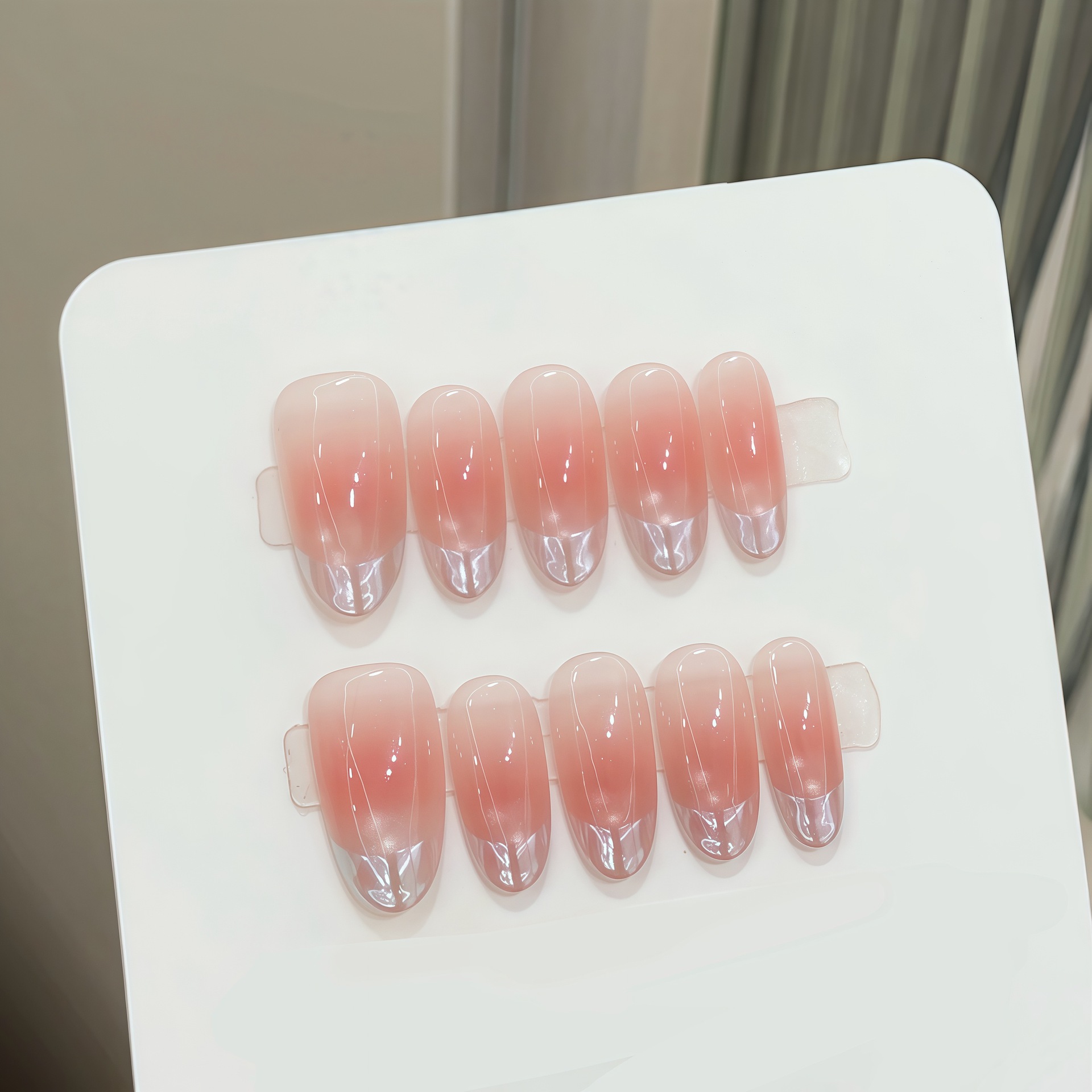 Nail Art French Nails - 10 Uñas Postizas Ovaladas Hechas a