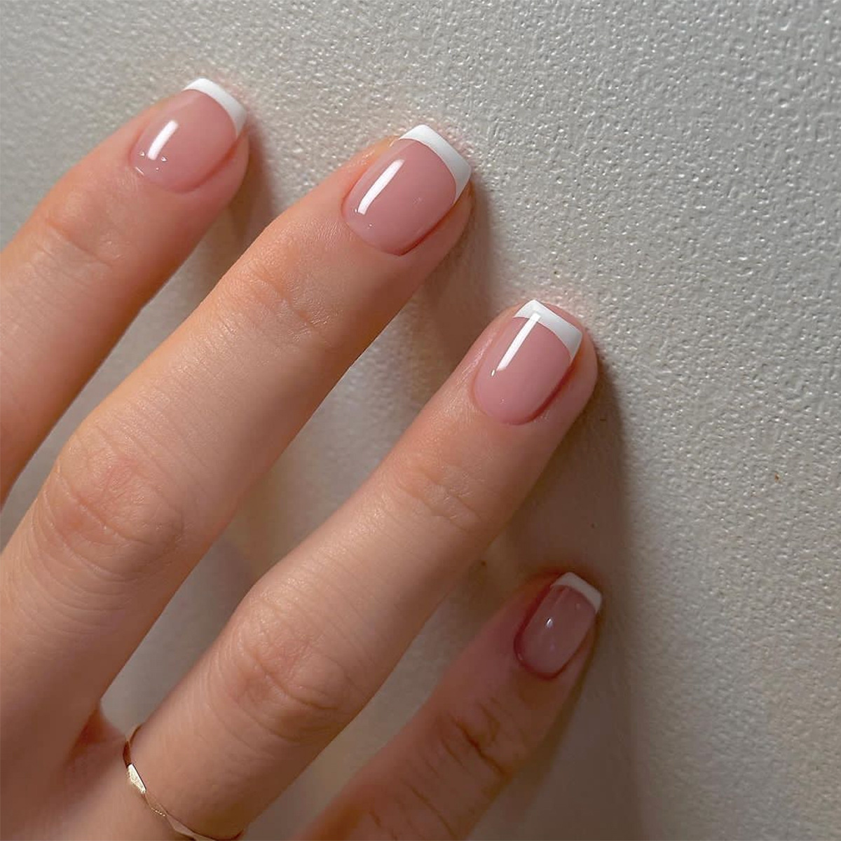 Nail Art French Nails - Juego de 24 Uñas Postizas Cortas