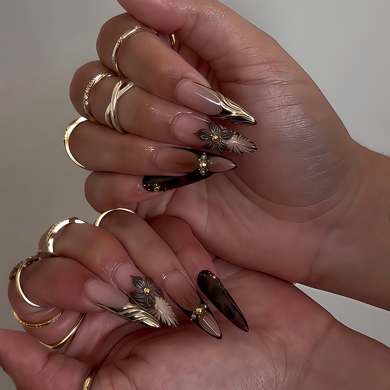 Nail Art Full Design - 24 Uñas Postizas Francesas Color Rosa