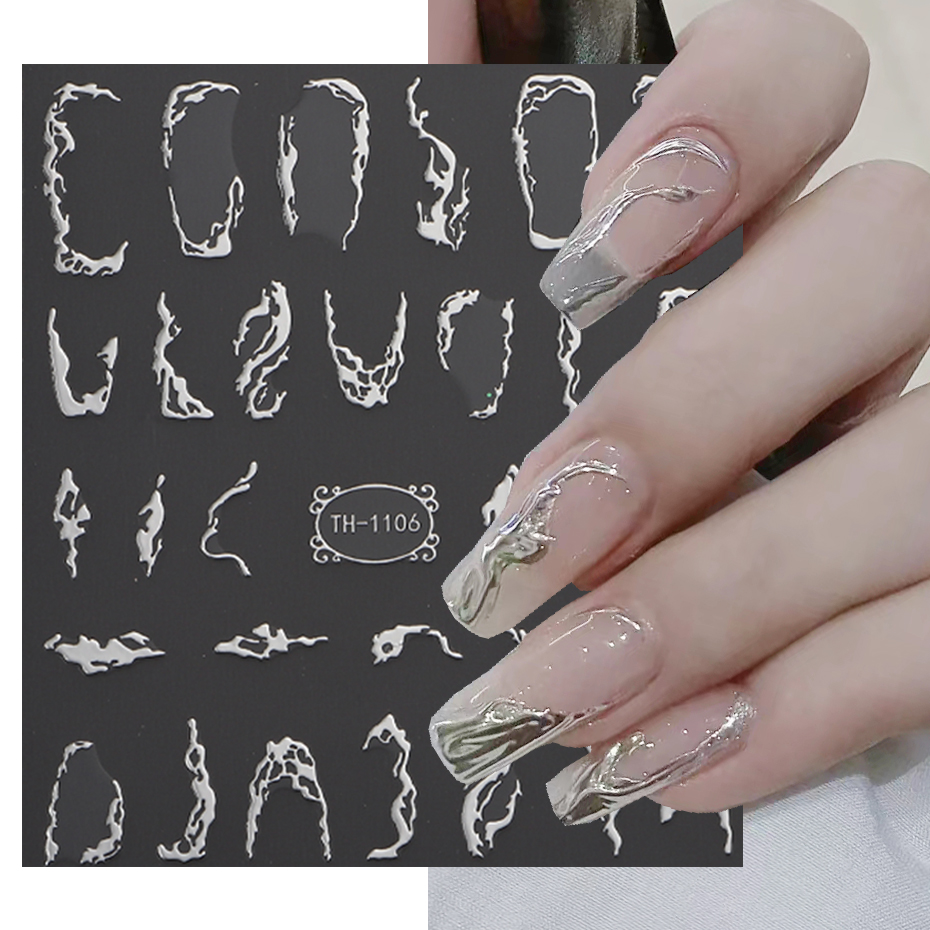 Pegatinas 3D de línea metálica - Nail Art Full Design reseña y precio