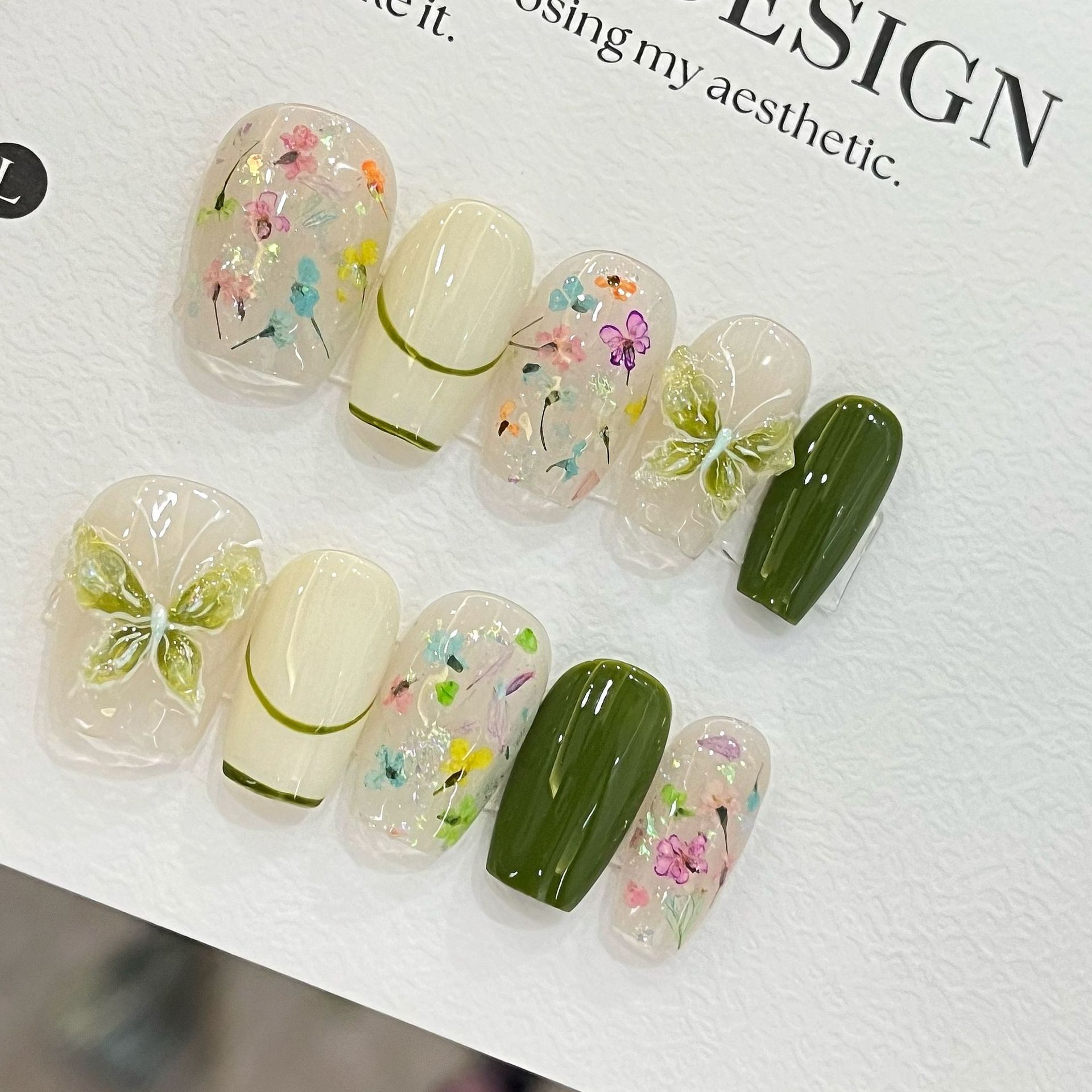 10 Uñas Postizas de Mariposa y - Nail Art French Nails reseña y precio