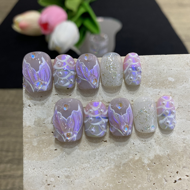 10 Uñas Postizas de Mariposa y - Nail Art French Nails reseña y precio