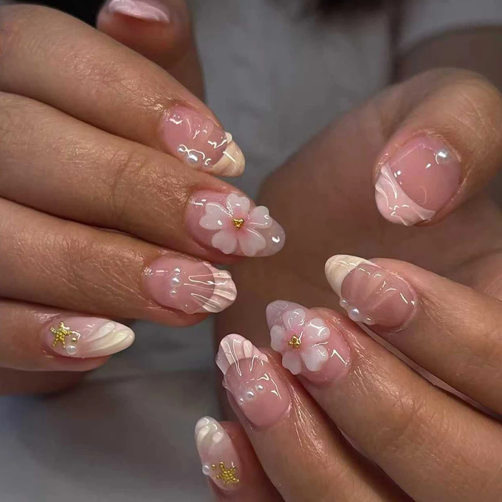 24 Uñas Postizas Cortas Ovalad - Nail Art French Nails reseña y precio