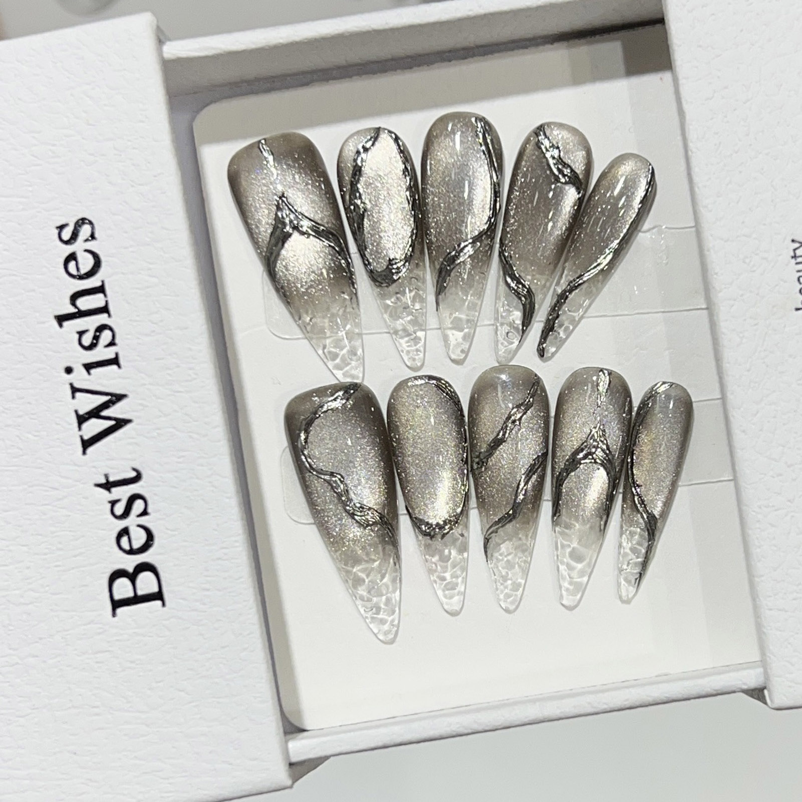 10 Uds. De uñas postizas de Ha - Nail Art Cat Eye reseña y precio