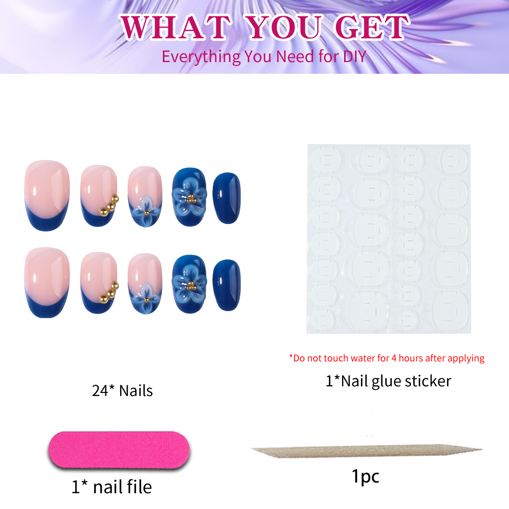 24 Uñas Postizas Cortas Ovalad - Nail Art French Nails reseña y precio