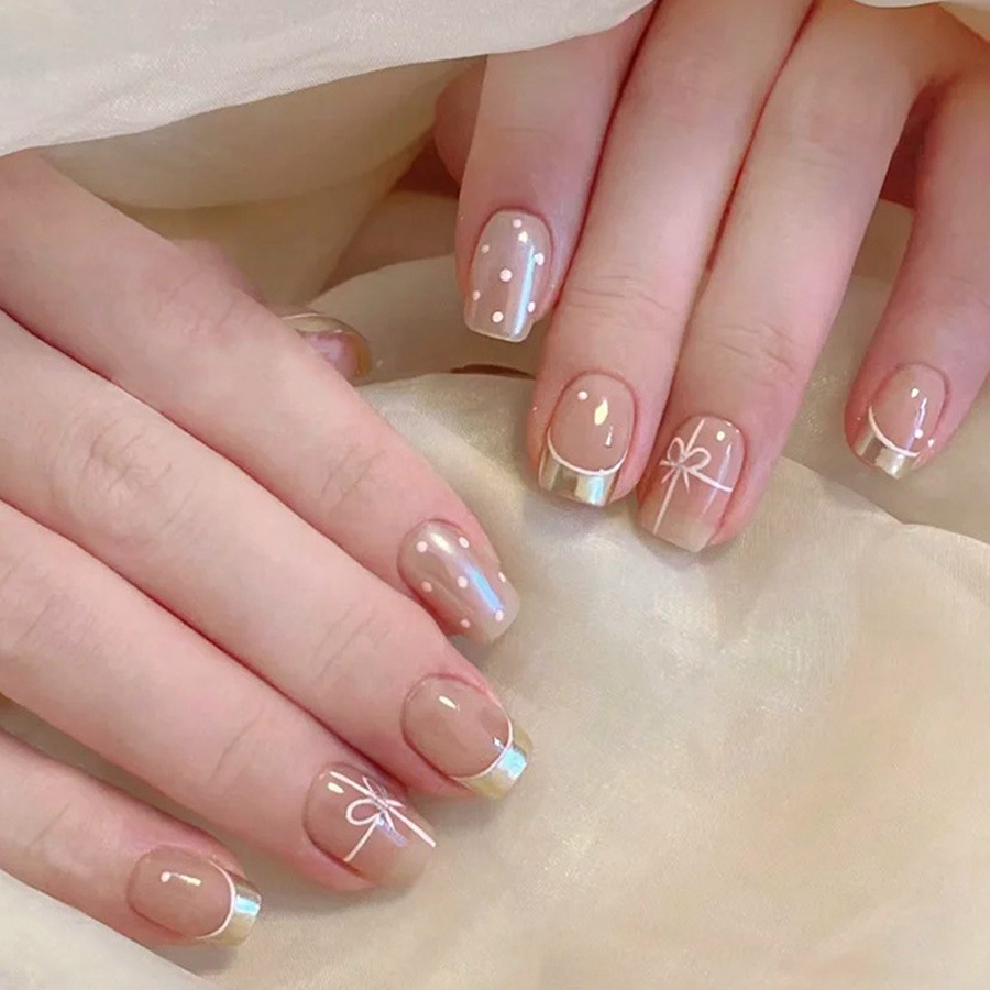 Uñas postizas cortas cuadradas - Nail Art French Nails reseña y precio