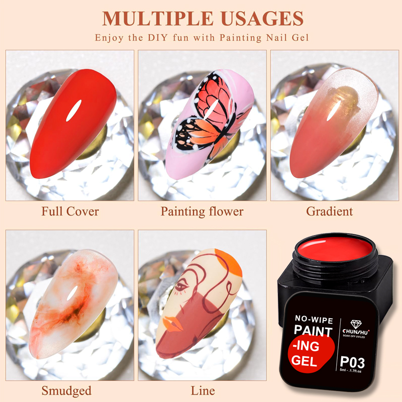 CHUNSHU-Gel de pintura semisól - Nail Art Full Design reseña y precio